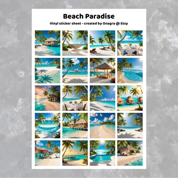 3 /💲20 Stickers! Beach Paradise vinyl stickers - Picture 1 of 2